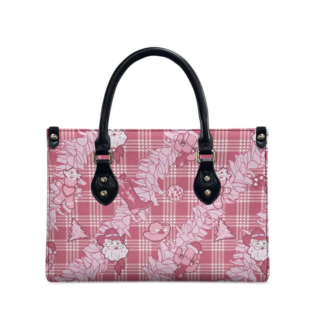 Pink Palaka Hawaii Cowboy Christmas Leather Bag Paniolo Mix Maile Lei - Polynesian Pride