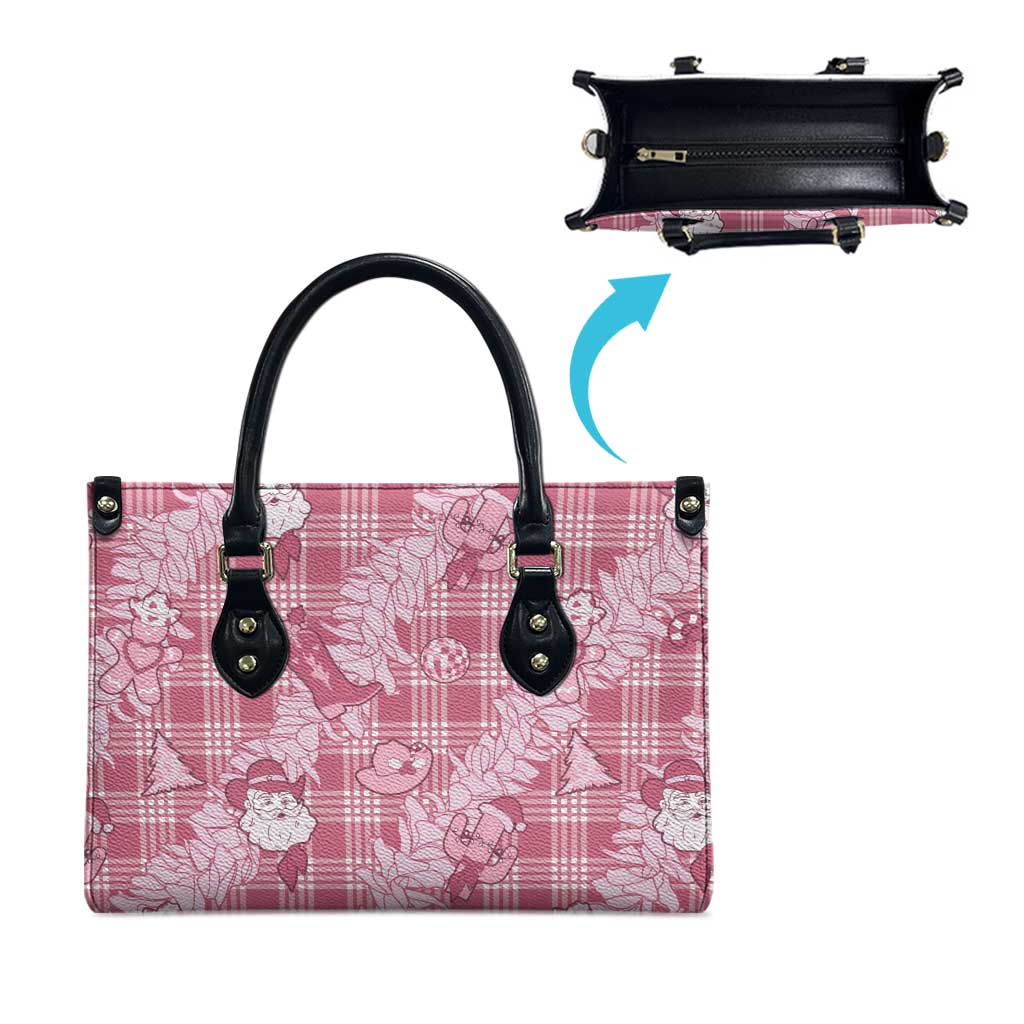 Pink Palaka Hawaii Cowboy Christmas Leather Bag Paniolo Mix Maile Lei - Polynesian Pride
