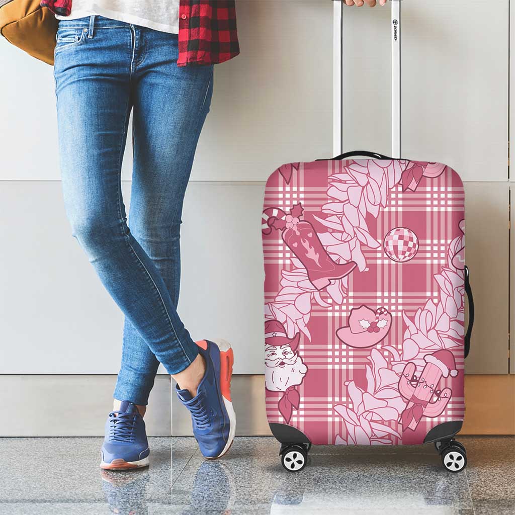Pink Palaka Hawaii Cowboy Christmas Luggage Cover Paniolo Mix Maile Lei - Polynesian Pride