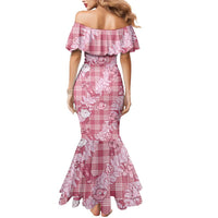 Pink Palaka Hawaii Cowboy Christmas Mermaid Dress Paniolo Mix Maile Lei LT7 - Polynesian Pride