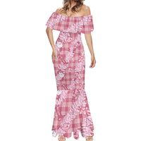 Pink Palaka Hawaii Cowboy Christmas Mermaid Dress Paniolo Mix Maile Lei LT7 - Polynesian Pride