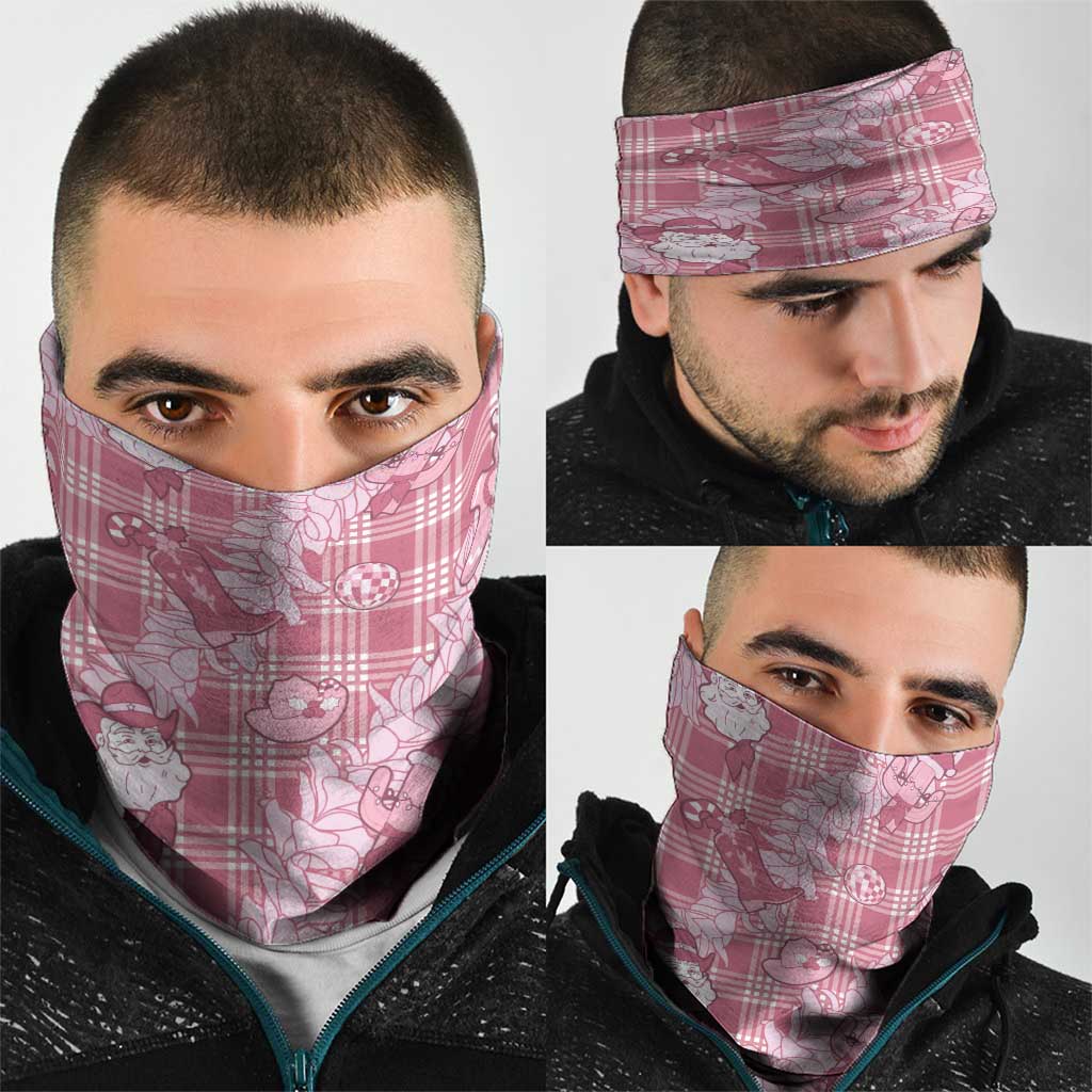 Pink Palaka Hawaii Cowboy Christmas Neck Gaiter Paniolo Mix Maile Lei LT7 - Polynesian Pride