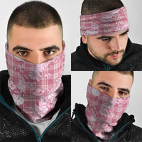 Pink Palaka Hawaii Cowboy Christmas Neck Gaiter Paniolo Mix Maile Lei LT7 - Polynesian Pride