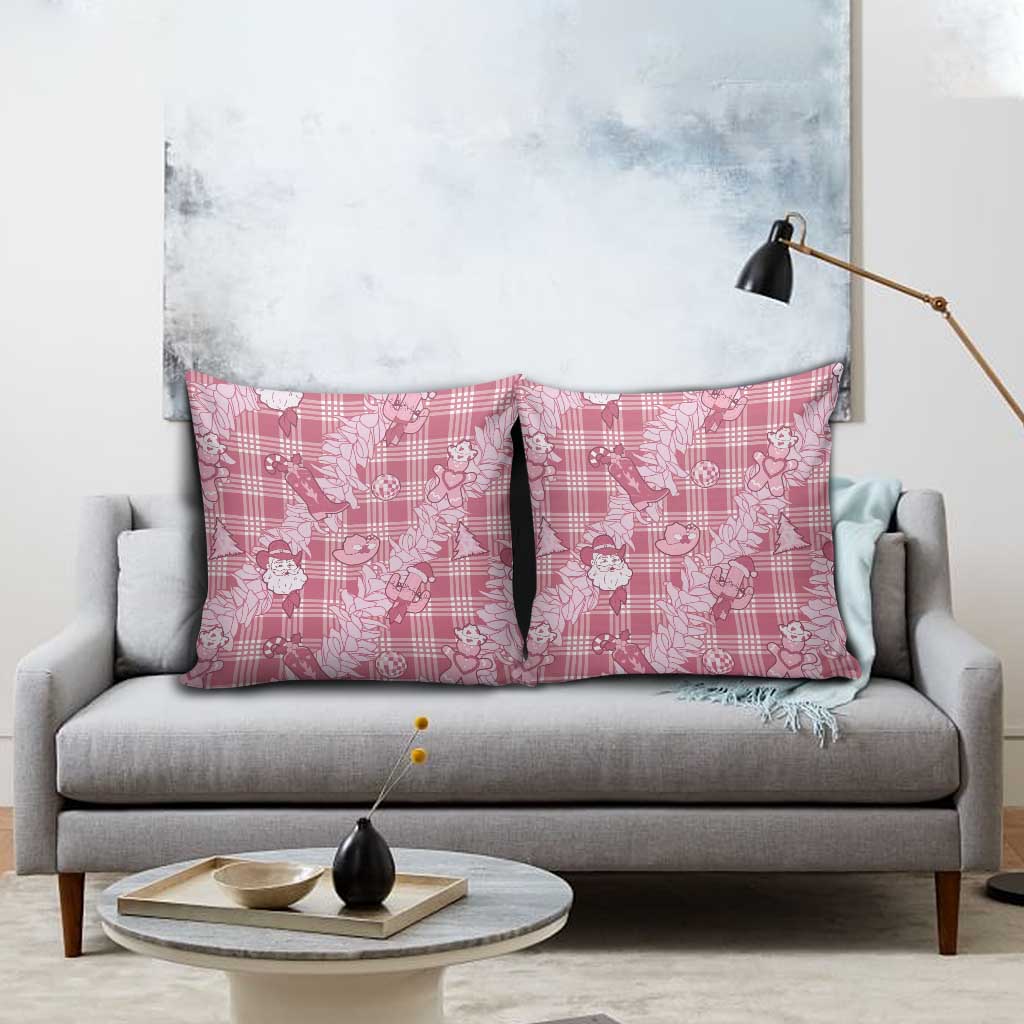 Pink Palaka Hawaii Cowboy Christmas Pillow Cover Paniolo Mix Maile Lei - Polynesian Pride