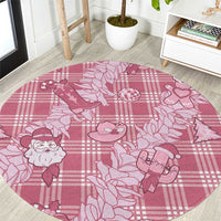 Pink Palaka Hawaii Cowboy Christmas Round Carpet Paniolo Mix Maile Lei LT7 Pink - Polynesian Pride
