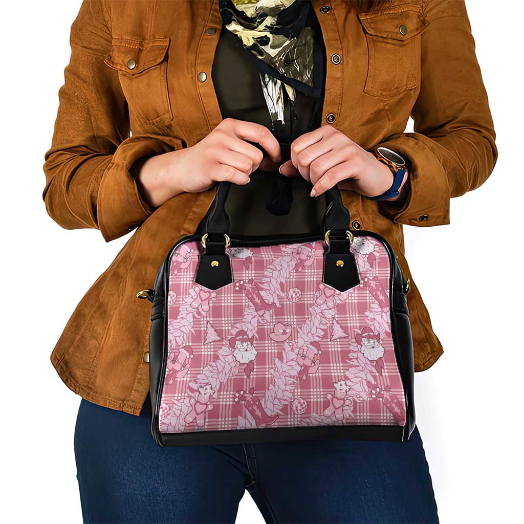 Pink Palaka Hawaii Cowboy Christmas Shoulder Handbag Paniolo Mix Maile Lei - Polynesian Pride