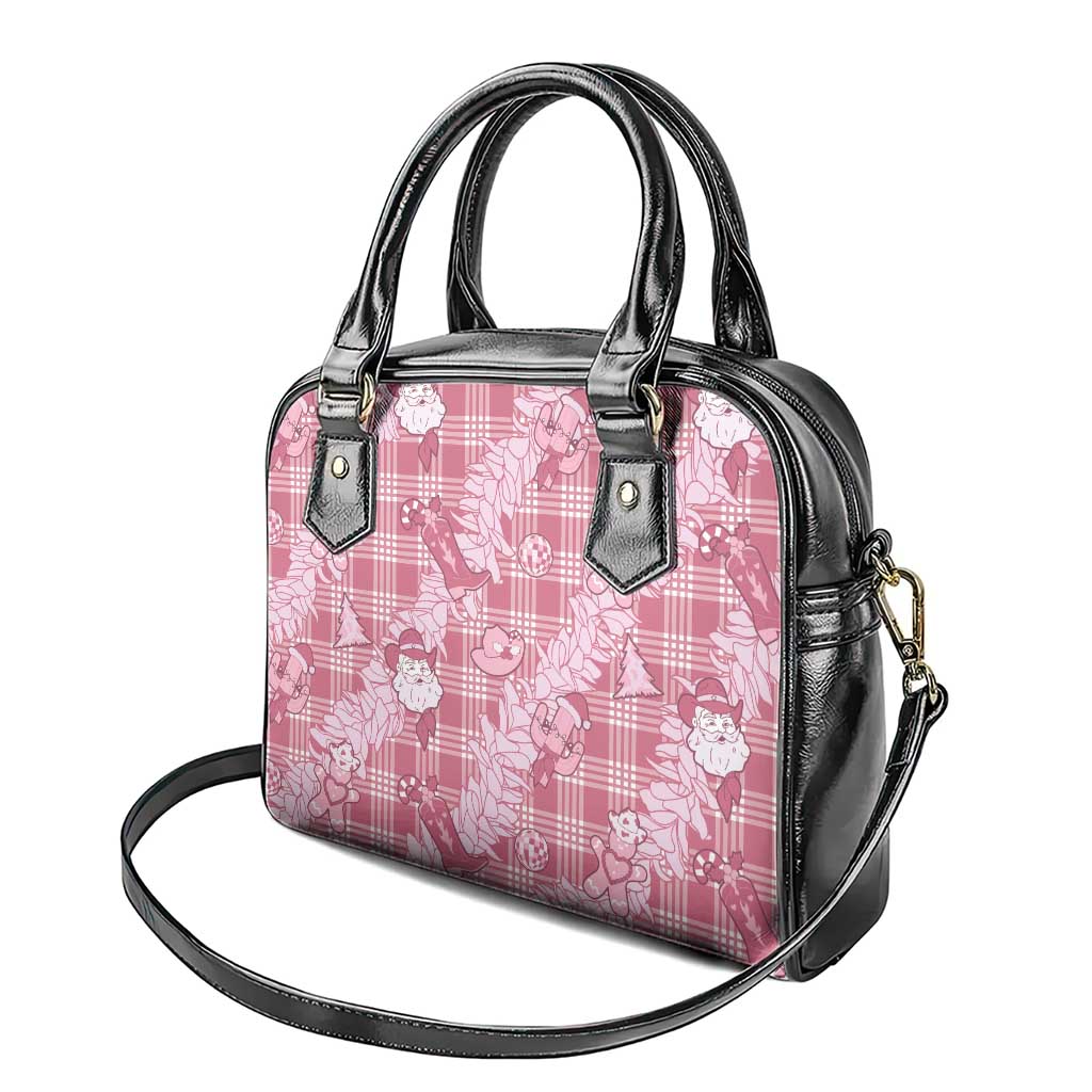 Pink Palaka Hawaii Cowboy Christmas Shoulder Handbag Paniolo Mix Maile Lei - Polynesian Pride