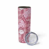 Pink Palaka Hawaii Cowboy Christmas Skinny Tumbler Paniolo Mix Maile Lei LT7 - Polynesian Pride