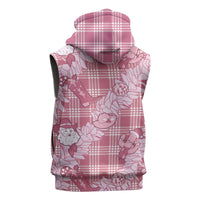 Pink Palaka Hawaii Cowboy Christmas Sleeveless Hoodie Paniolo Mix Maile Lei LT7 - Polynesian Pride