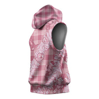 Pink Palaka Hawaii Cowboy Christmas Sleeveless Hoodie Paniolo Mix Maile Lei LT7 - Polynesian Pride