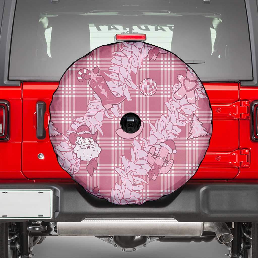 Pink Palaka Hawaii Cowboy Christmas Spare Tire Cover Paniolo Mix Maile Lei LT7 - Polynesian Pride