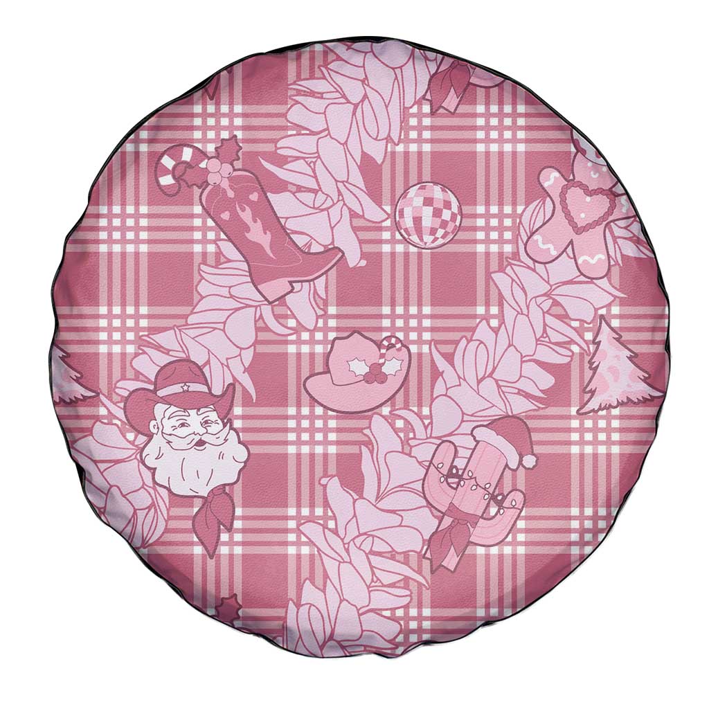 Pink Palaka Hawaii Cowboy Christmas Spare Tire Cover Paniolo Mix Maile Lei LT7 - Polynesian Pride