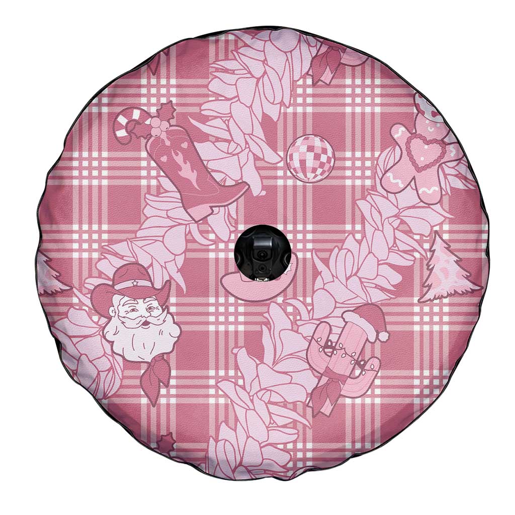 Pink Palaka Hawaii Cowboy Christmas Spare Tire Cover Paniolo Mix Maile Lei LT7 - Polynesian Pride