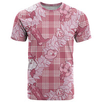 Pink Palaka Hawaii Cowboy Christmas T Shirt Paniolo Mix Maile Lei - Polynesian Pride