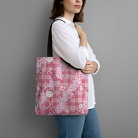 Pink Palaka Hawaii Cowboy Christmas Tote Bag Paniolo Mix Maile Lei - Polynesian Pride