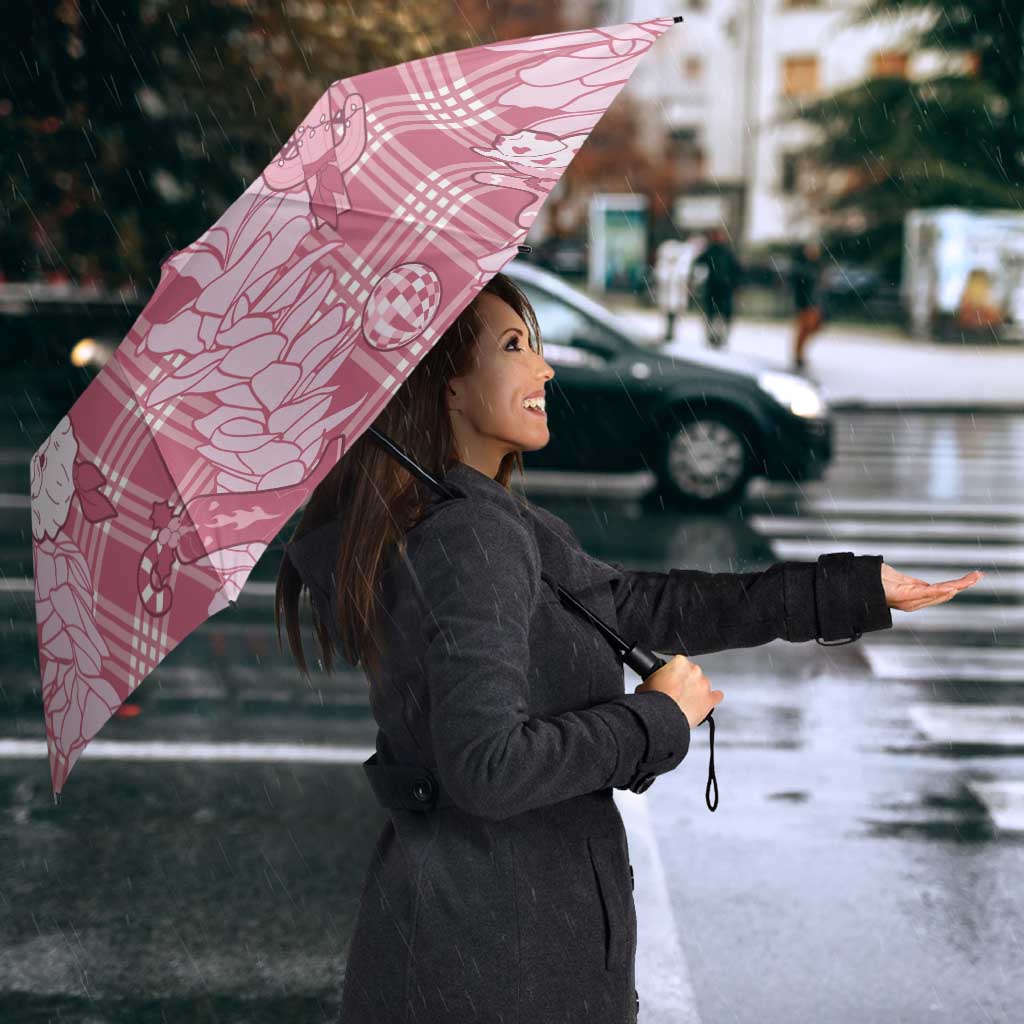 Pink Palaka Hawaii Cowboy Christmas Umbrella Paniolo Mix Maile Lei - Polynesian Pride