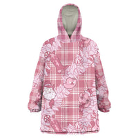 Pink Palaka Hawaii Cowboy Christmas Wearable Blanket Hoodie Paniolo Mix Maile Lei LT7 One Size Pink - Polynesian Pride