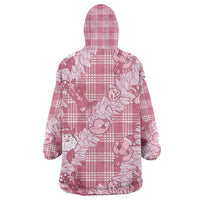 Pink Palaka Hawaii Cowboy Christmas Wearable Blanket Hoodie Paniolo Mix Maile Lei LT7 - Polynesian Pride
