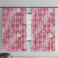 Pink Palaka Hawaii Cowboy Christmas Window Curtain Paniolo Mix Maile Lei LT7 With Hooks Pink - Polynesian Pride