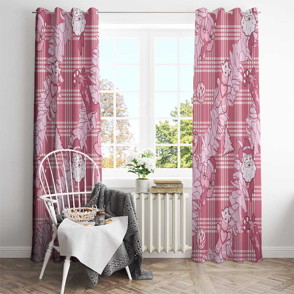 Pink Palaka Hawaii Cowboy Christmas Window Curtain Paniolo Mix Maile Lei LT7 - Polynesian Pride