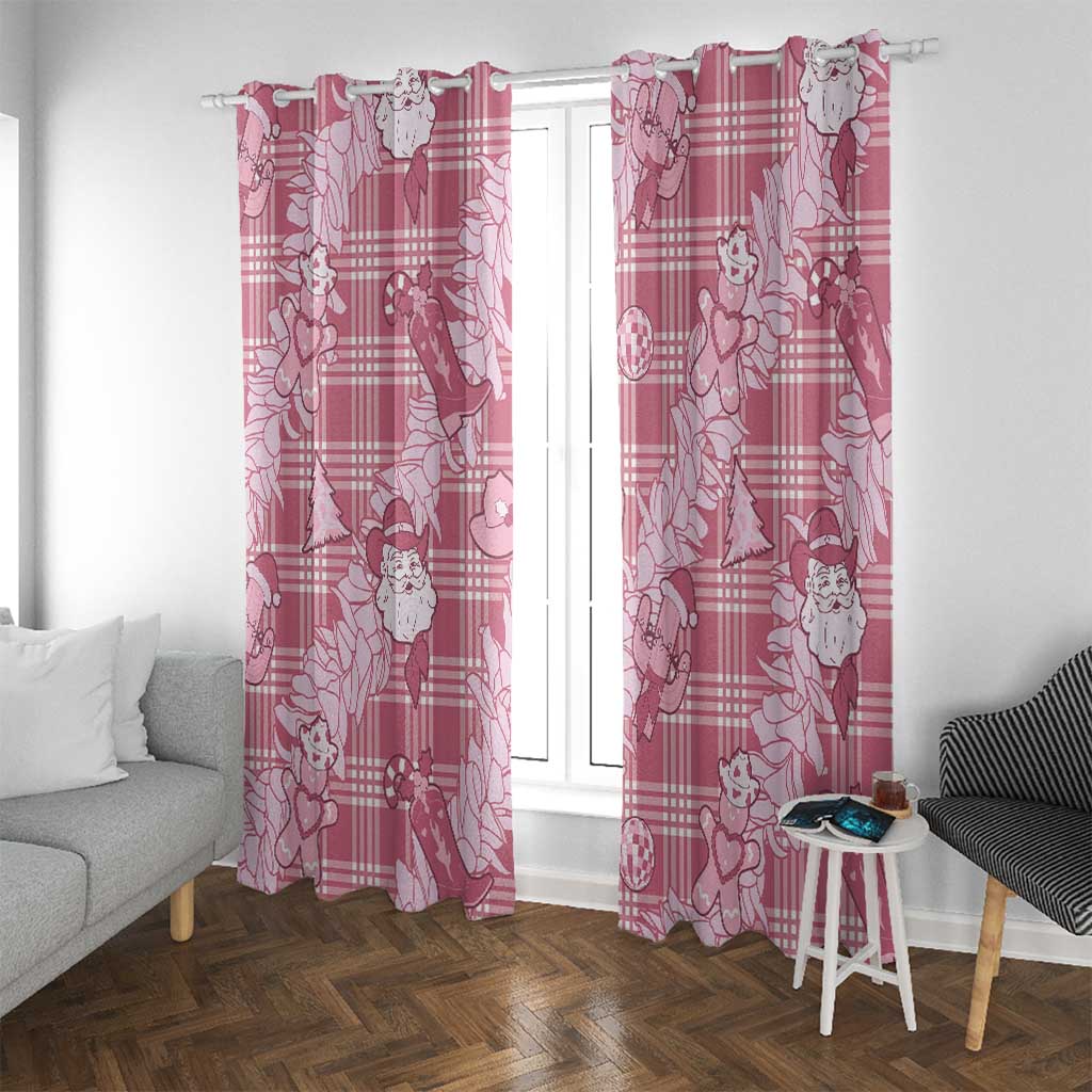 Pink Palaka Hawaii Cowboy Christmas Window Curtain Paniolo Mix Maile Lei LT7 With Grommets Pink - Polynesian Pride