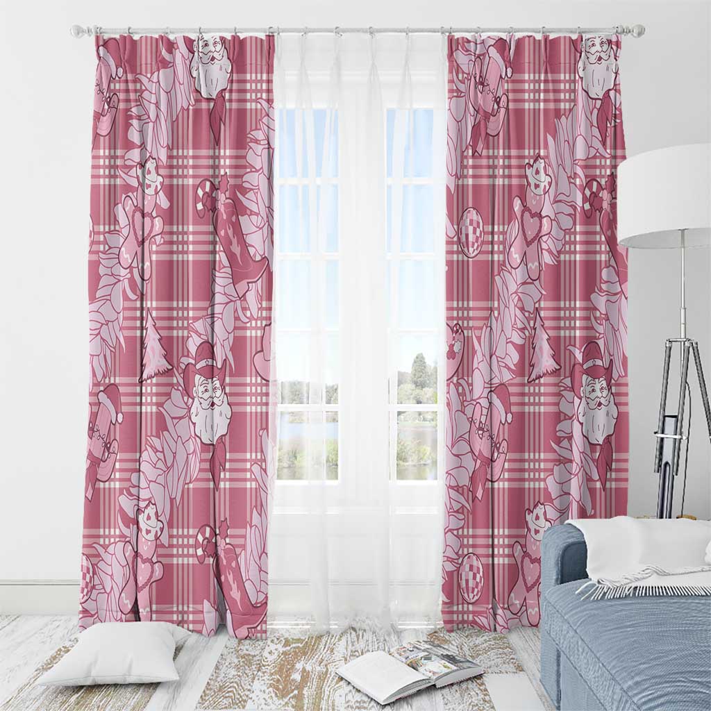 Pink Palaka Hawaii Cowboy Christmas Window Curtain Paniolo Mix Maile Lei LT7 - Polynesian Pride