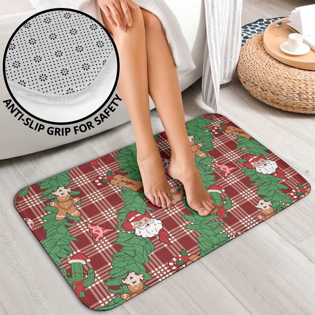 Red Palaka Hawaii Cowboy Christmas Bathroom Set Paniolo Mix Maile Lei - Polynesian Pride