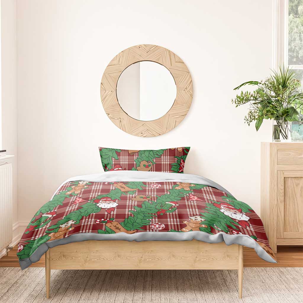 Red Palaka Hawaii Cowboy Christmas Bedding Set Paniolo Mix Maile Lei - Polynesian Pride