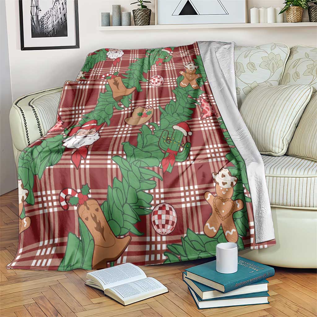 Red Palaka Hawaii Cowboy Christmas Blanket Paniolo Mix Maile Lei - Polynesian Pride