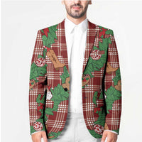 Red Palaka Hawaii Cowboy Christmas Blazer Paniolo Mix Maile Lei - Polynesian Pride
