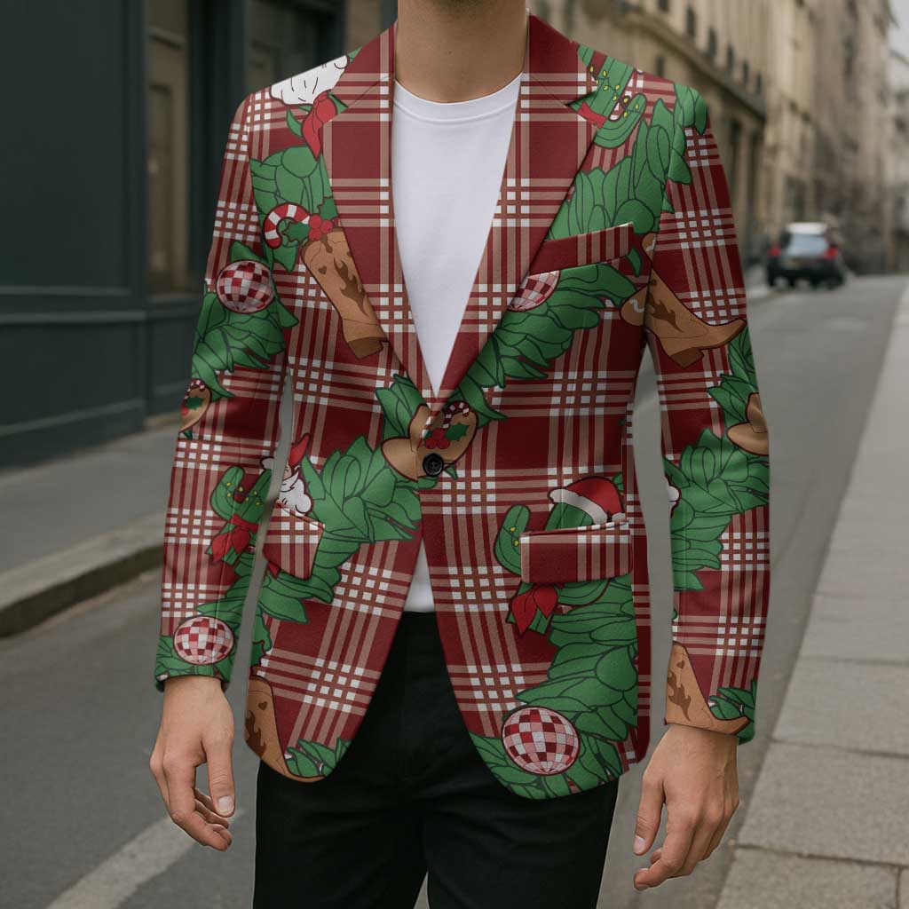 Red Palaka Hawaii Cowboy Christmas Blazer Paniolo Mix Maile Lei - Polynesian Pride