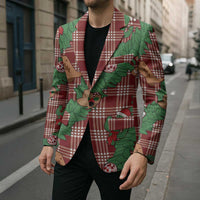 Red Palaka Hawaii Cowboy Christmas Blazer Paniolo Mix Maile Lei - Polynesian Pride