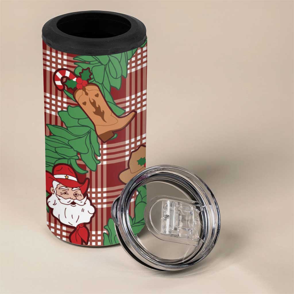 Red Palaka Hawaii Cowboy Christmas 4 in 1 Can Cooler Tumbler Paniolo Mix Maile Lei LT7 - Polynesian Pride