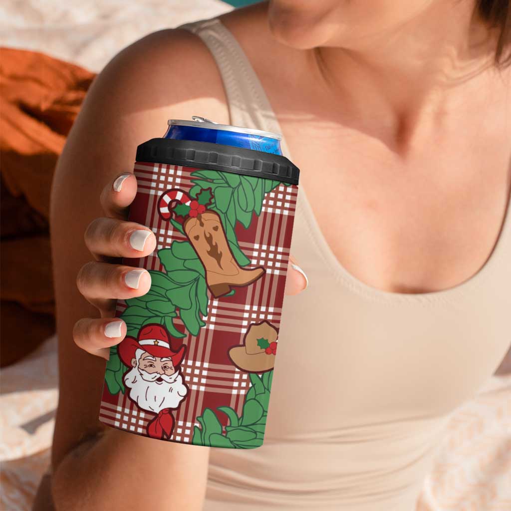 Red Palaka Hawaii Cowboy Christmas 4 in 1 Can Cooler Tumbler Paniolo Mix Maile Lei LT7 - Polynesian Pride