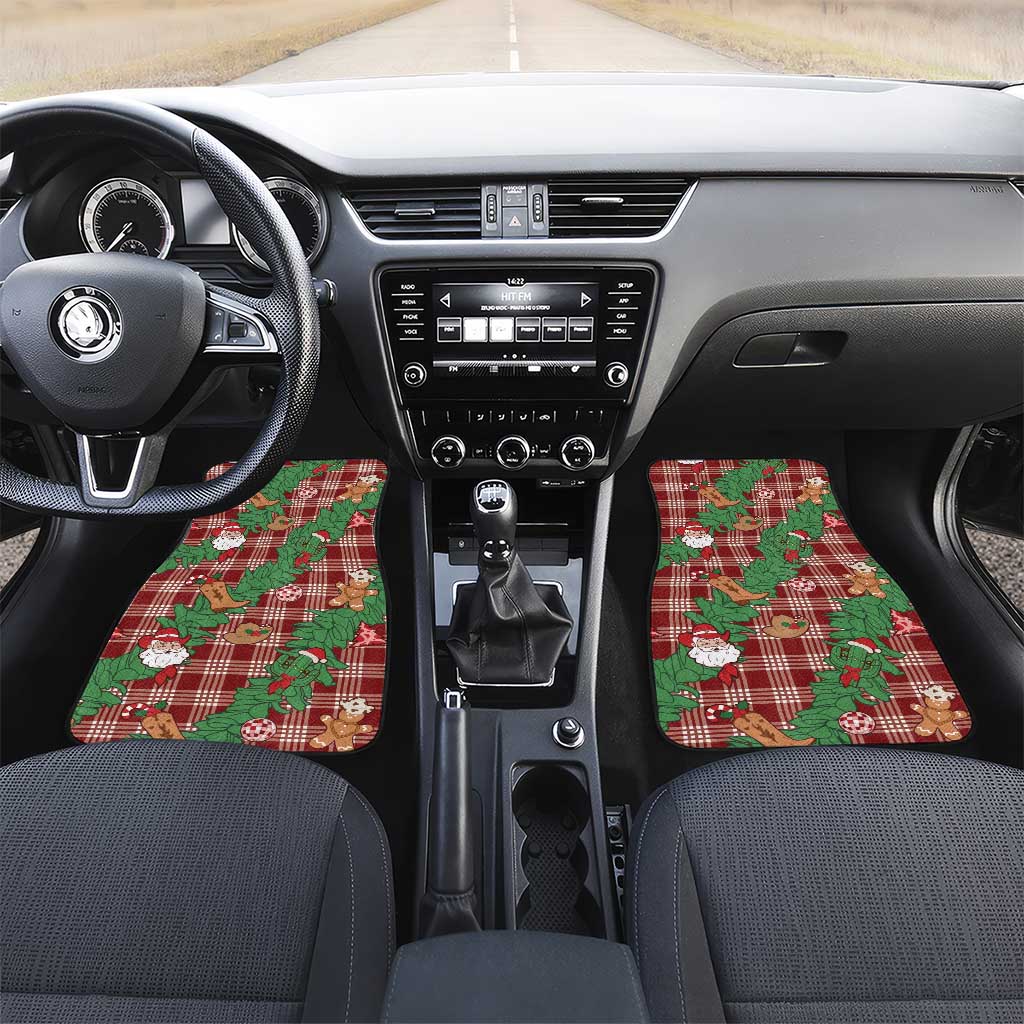 Red Palaka Hawaii Cowboy Christmas Car Mats Paniolo Mix Maile Lei - Polynesian Pride