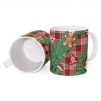 Red Palaka Hawaii Cowboy Christmas Ceramic Mug Paniolo Mix Maile Lei - Polynesian Pride