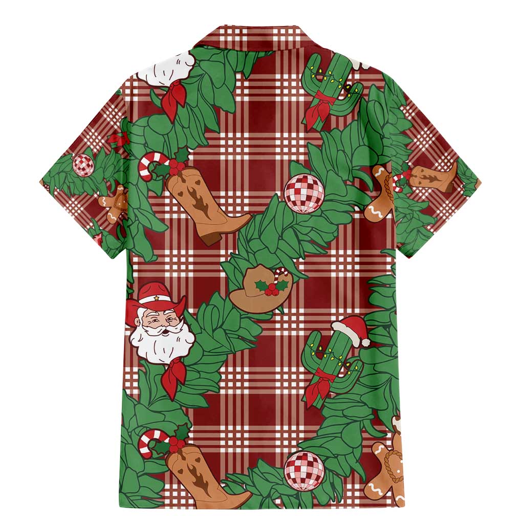 Red Palaka Hawaii Cowboy Christmas Family Matching Mermaid Dress and Hawaiian Shirt Paniolo Mix Maile Lei LT7 - Polynesian Pride