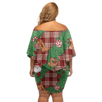 Red Palaka Hawaii Cowboy Christmas Family Matching Off Shoulder Short Dress and Hawaiian Shirt Paniolo Mix Maile Lei LT7 - Polynesian Pride
