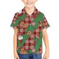 Red Palaka Hawaii Cowboy Christmas Family Matching Puletasi and Hawaiian Shirt Paniolo Mix Maile Lei LT7 Son's Shirt Red - Polynesian Pride