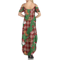 Red Palaka Hawaii Cowboy Christmas Family Matching Summer Maxi Dress and Hawaiian Shirt Paniolo Mix Maile Lei LT7 - Polynesian Pride