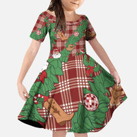 Red Palaka Hawaii Cowboy Christmas Family Matching Tank Maxi Dress and Hawaiian Shirt Paniolo Mix Maile Lei LT7 Daughter's Dress Red - Polynesian Pride