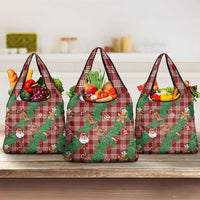 Red Palaka Hawaii Cowboy Christmas Grocery Bag Paniolo Mix Maile Lei - Polynesian Pride