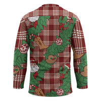 Red Palaka Hawaii Cowboy Christmas Hockey Jersey Paniolo Mix Maile Lei - Polynesian Pride