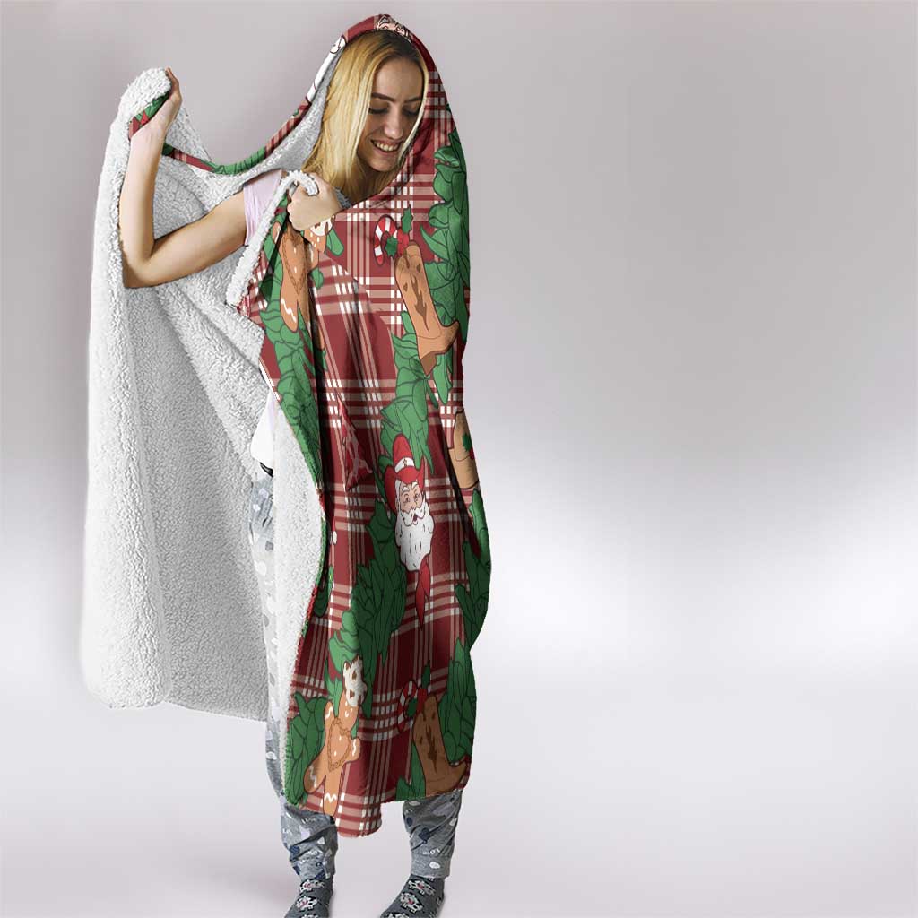 Red Palaka Hawaii Cowboy Christmas Hooded Blanket Paniolo Mix Maile Lei - Polynesian Pride