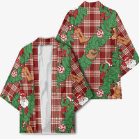 Red Palaka Hawaii Cowboy Christmas Kimono Paniolo Mix Maile Lei - Polynesian Pride