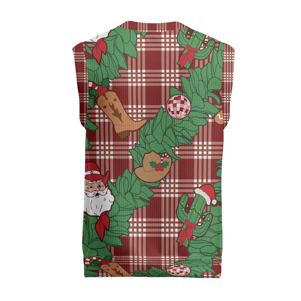 Red Palaka Hawaii Cowboy Christmas Knitted V-Neck Vest Paniolo Mix Maile Lei LT7 - Polynesian Pride