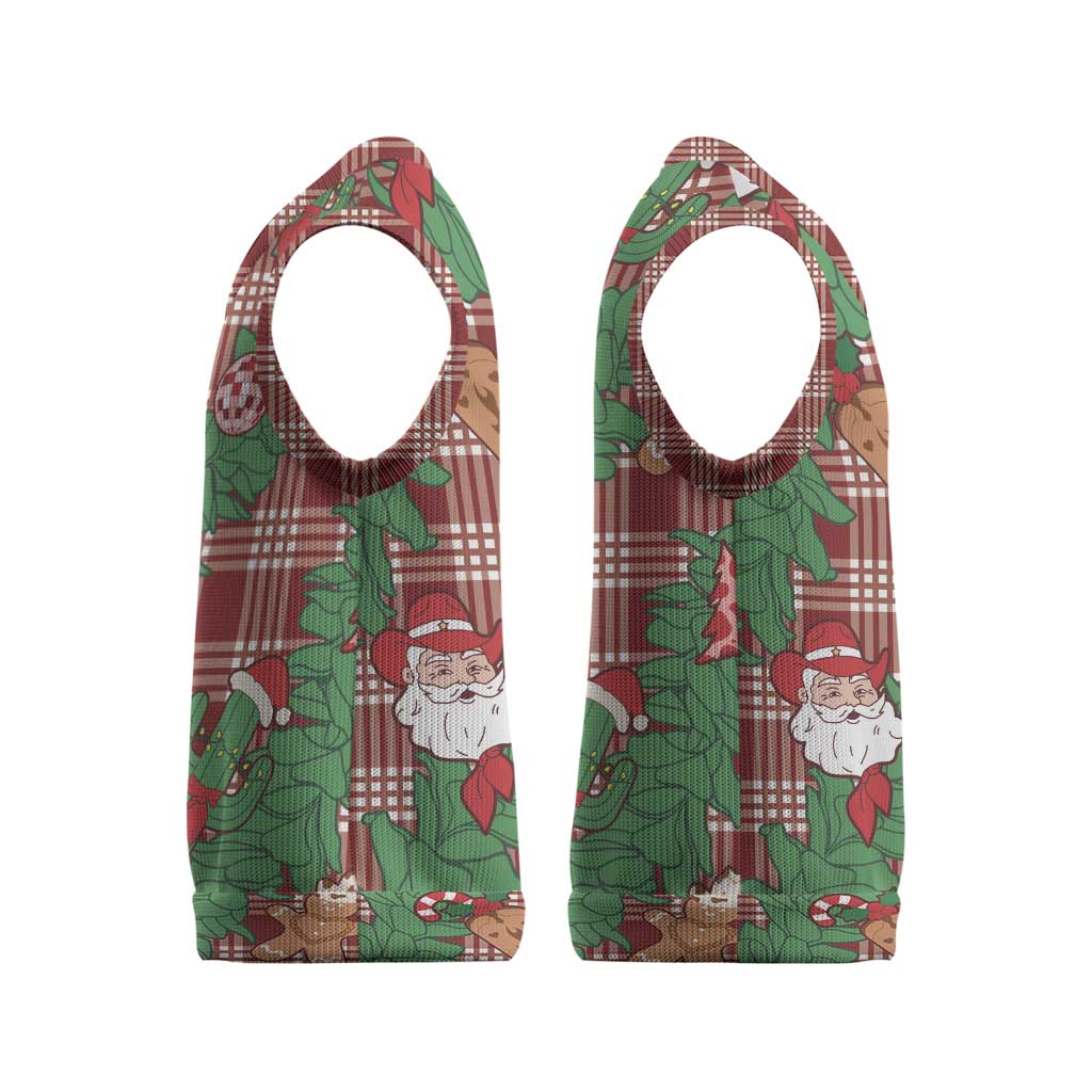 Red Palaka Hawaii Cowboy Christmas Knitted V-Neck Vest Paniolo Mix Maile Lei LT7 - Polynesian Pride