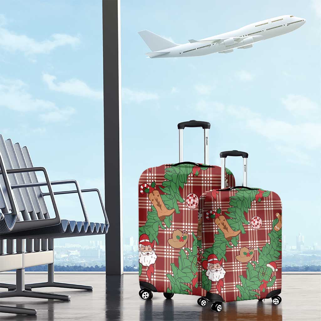 Red Palaka Hawaii Cowboy Christmas Luggage Cover Paniolo Mix Maile Lei - Polynesian Pride