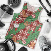Red Palaka Hawaii Cowboy Christmas Men Tank Top Paniolo Mix Maile Lei - Polynesian Pride