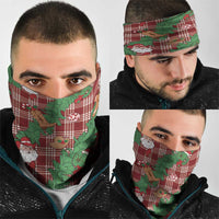 Red Palaka Hawaii Cowboy Christmas Neck Gaiter Paniolo Mix Maile Lei - Polynesian Pride